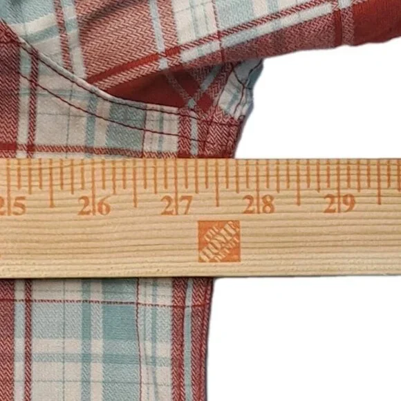 NWT Wrangler Men’s Sz 2XL Stretch Red Plaid Stripe Long Sleeve Shirt Button Down - Picture 8 of 11